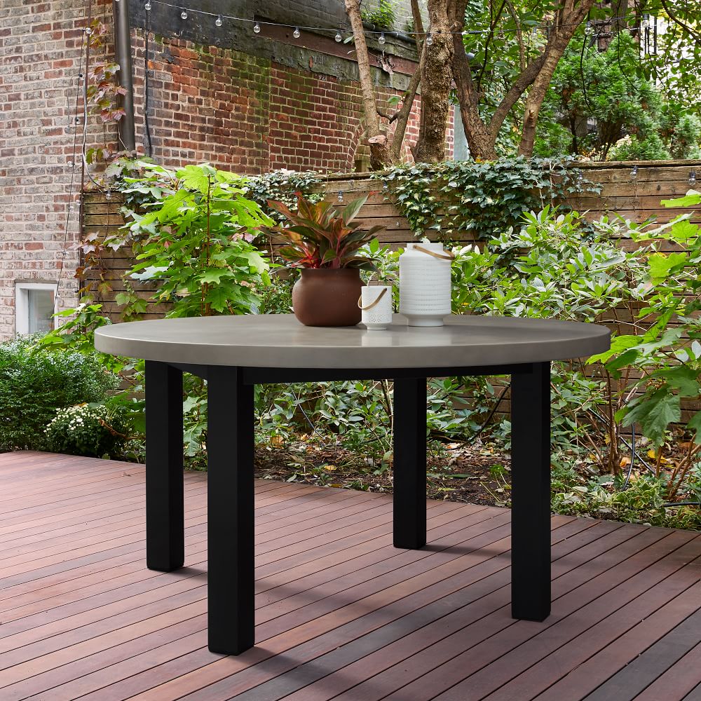 Portside Aluminum Outdoor Concrete Round Dining Table 60 West Elm