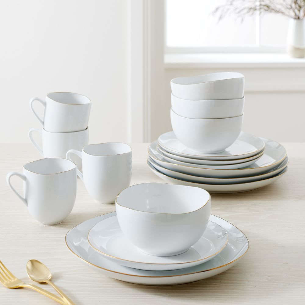 Organic Porcelain Gold Rimmed Dinnerware Set Of West Elm