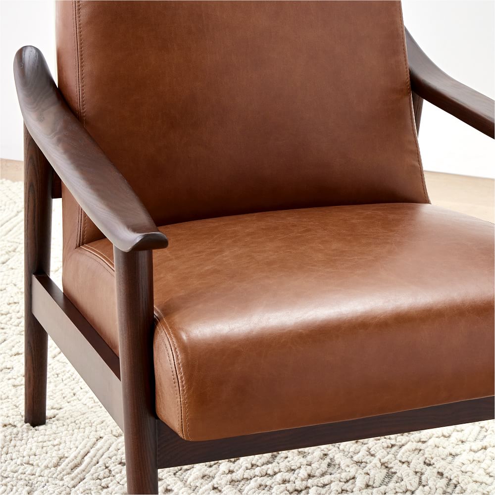 Mid Century Leather Show Wood Chair West Elm