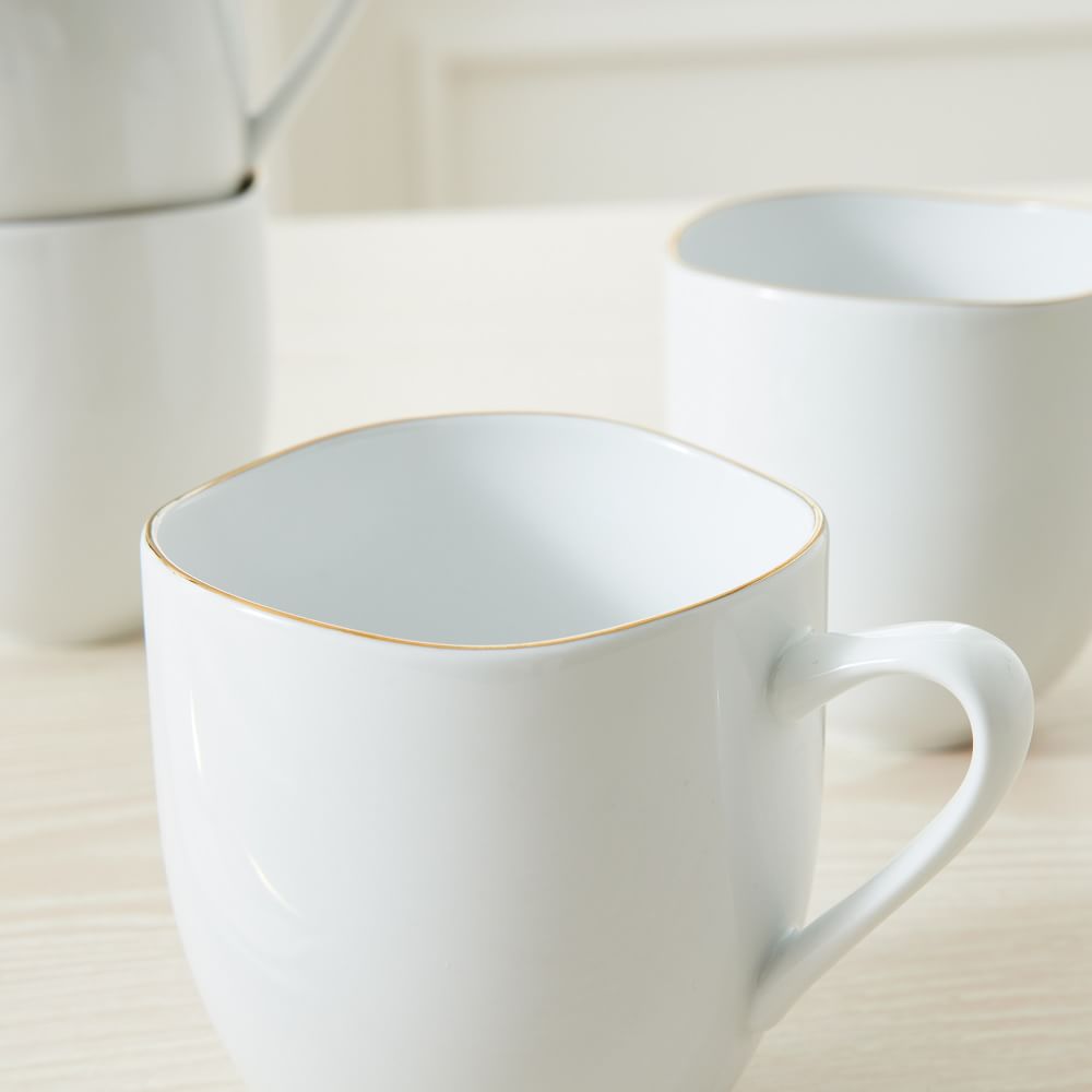 Organic Porcelain Gold Rimmed Mug Sets West Elm