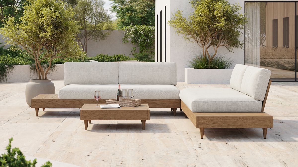 Portside Low Outdoor Piece L Shaped Sectional W Corner Coffee Table