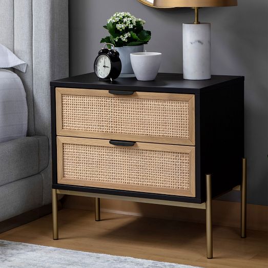 Lofted Rattan Wood Drawer Nightstand West Elm