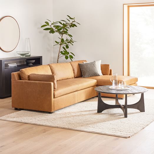 Marin Leather Piece Chaise Sectional West Elm