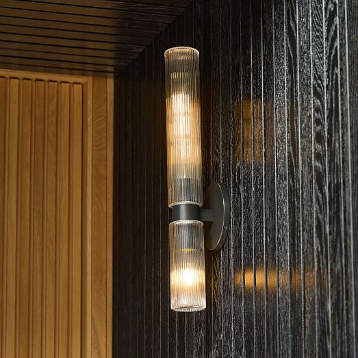 Fluted Double Asymmetrical Indoor Outdoor Sconce West Elm