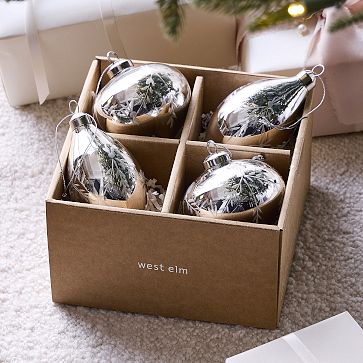 Glass Silver Shaped Ornaments Set Of West Elm