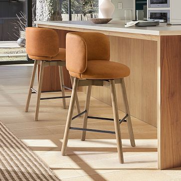 Devon Leather Bar Counter Stools West Elm