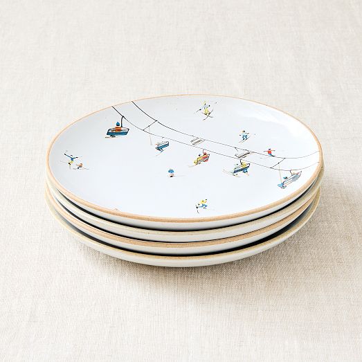 Holiday Skier Stoneware Salad Plate Sets West Elm