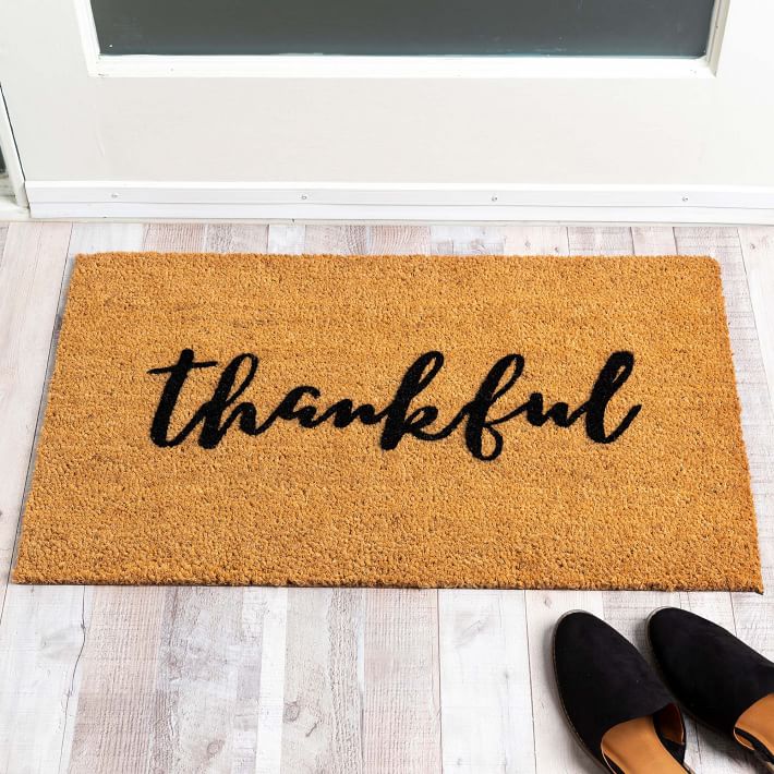 Nickel Designs Hand Painted Doormat Thankful West Elm