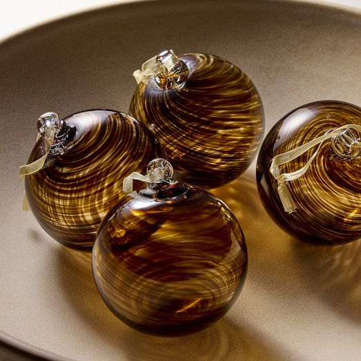 Large Glass Marbled Ball Ornaments Set Of 4 West Elm