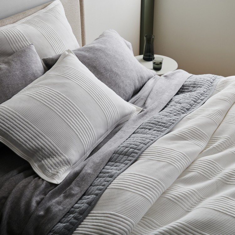 Grey and white bed throw sale