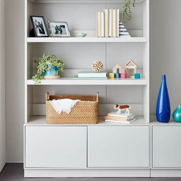 White Bookshelf with Bookends