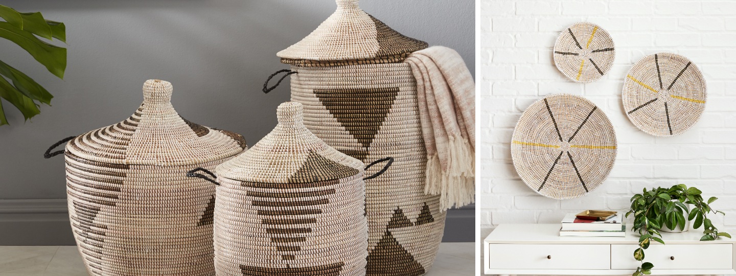 graphic printed baskets