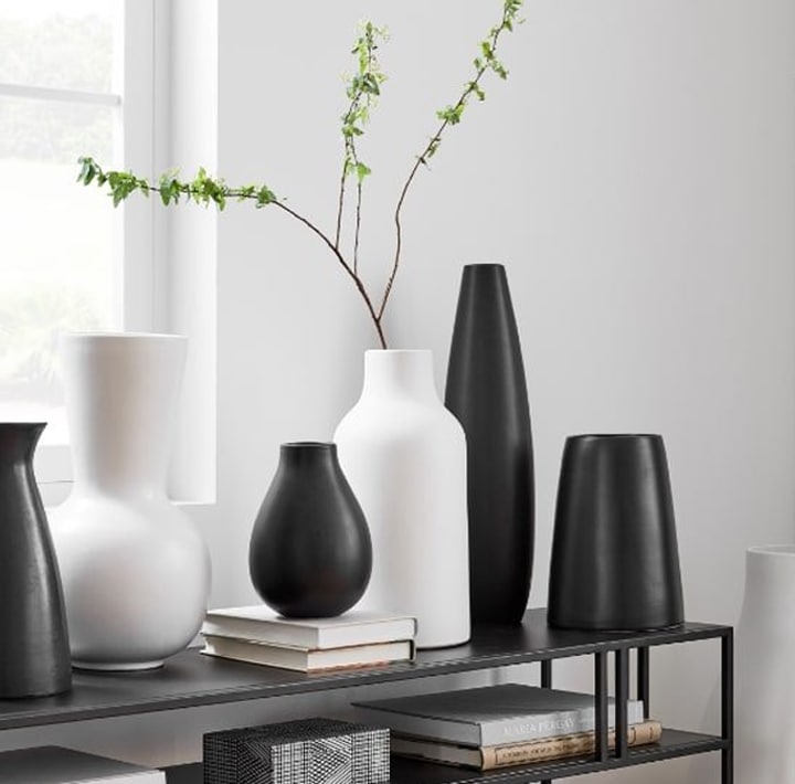Black and white vases