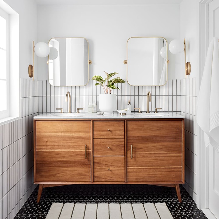 Bathroom Vanity Idea - An Open Shelf Below The Countertop (17 Pictures)