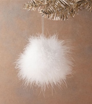 fluffy white ball christmas ornament