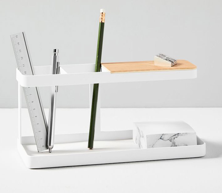 Utensil holder with pencil and ruler