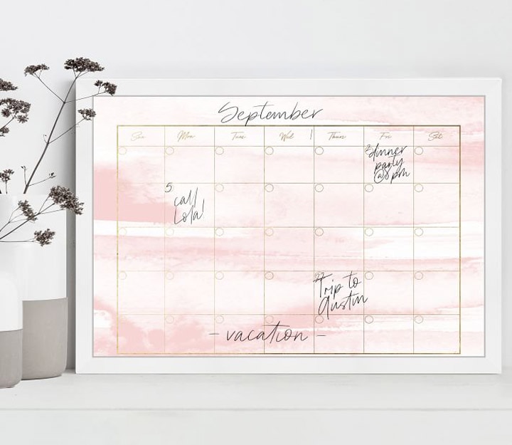 Watercolor calendar dry-erase board
