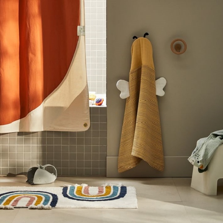 Minimalist Geometric Bath Mat, Pink and Gold Brown Modern Bath Rug, Minimal  Stylish Shower Mat, Elegant Bathroom Decor 