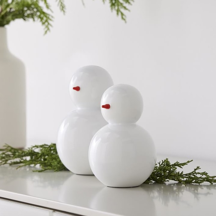 white snowman on a table
