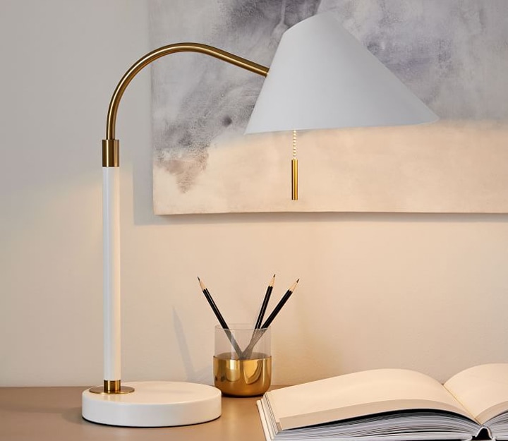 White and gold desk lamp