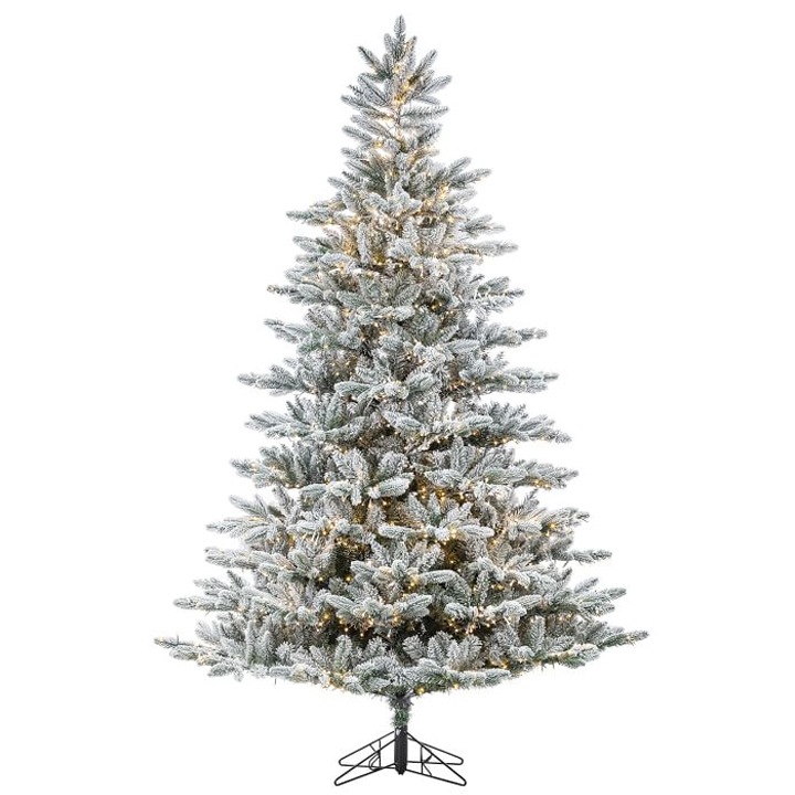 fake white christmas tree with lights