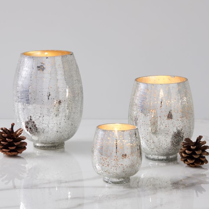 mercury glass silver candle holders