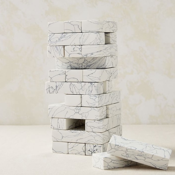 white stone stacking block game