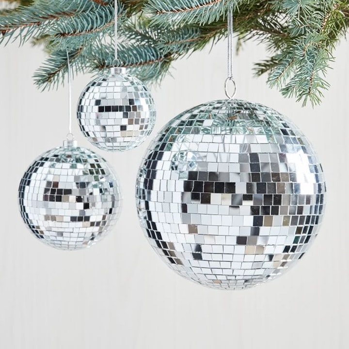 miniature silver disco ball christmas ornaments