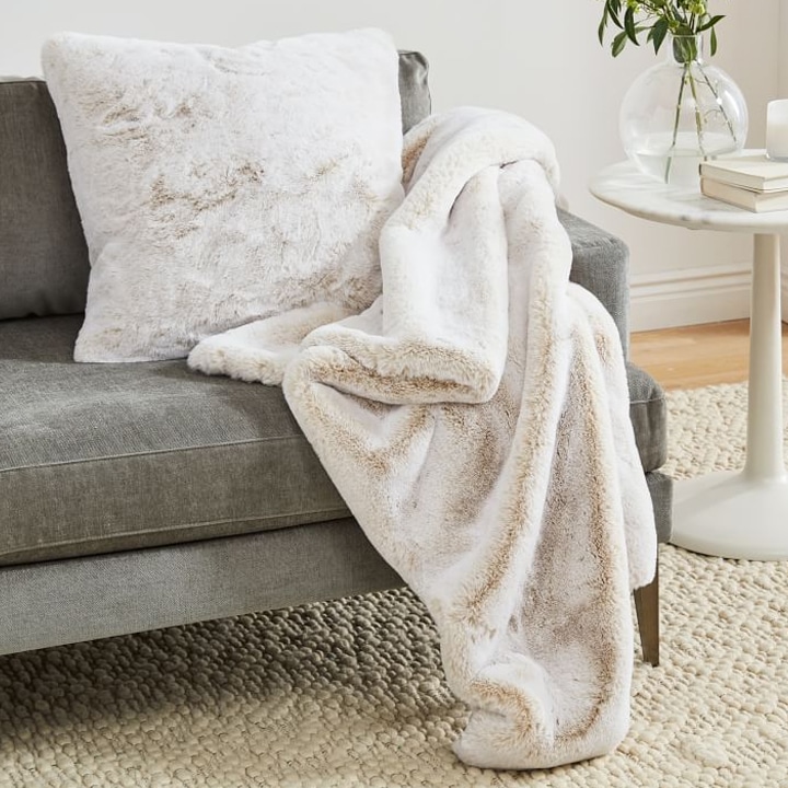 faux fur blanket and pillow