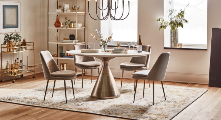Dining Room Collections Sets, Mid Century Modern Round Dining Table Set For 6 Persons