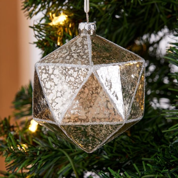 gold and silver geometric christmas ornament