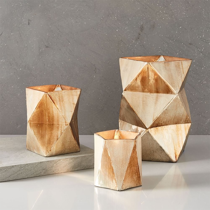 prism vases and candleholders.