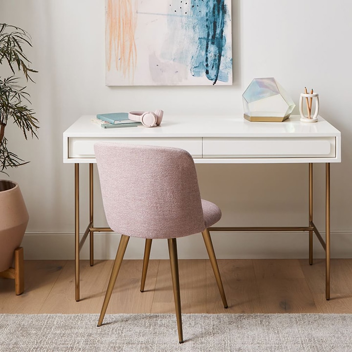 white with brass office desk