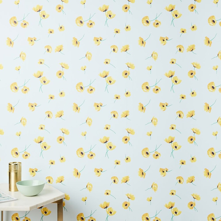 floral poppy pattern wallpaper