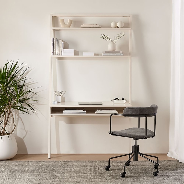 minimalist white wall desk