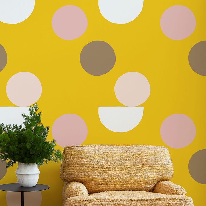 yellow with colored circles wallpaper