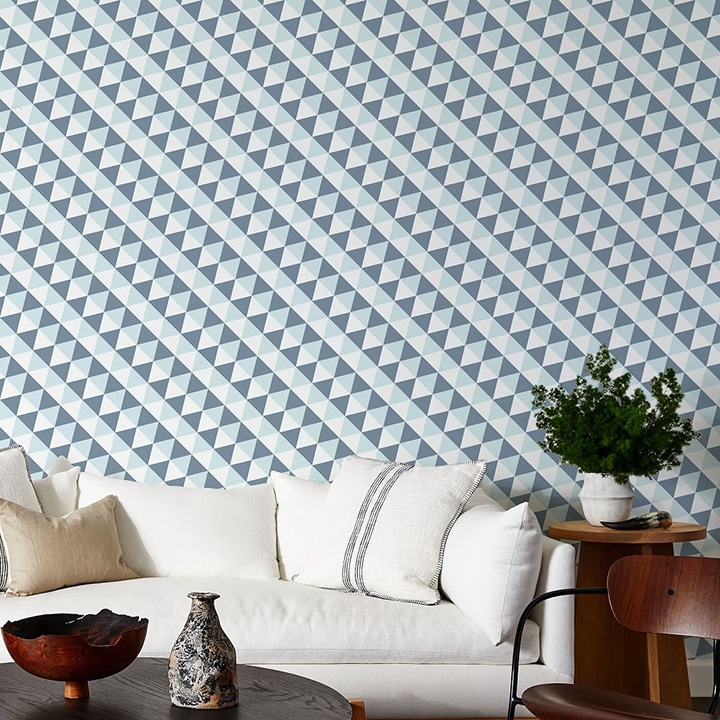 blue geometric print wallpaper