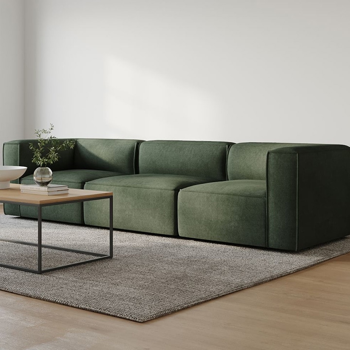 Moss green sofa. 