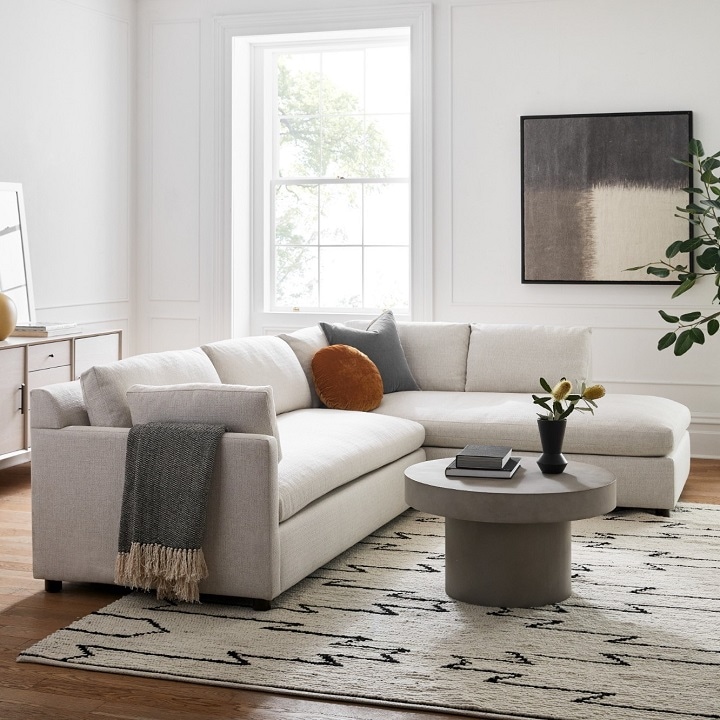 Minimal living room design with a soft neutral gray color palette