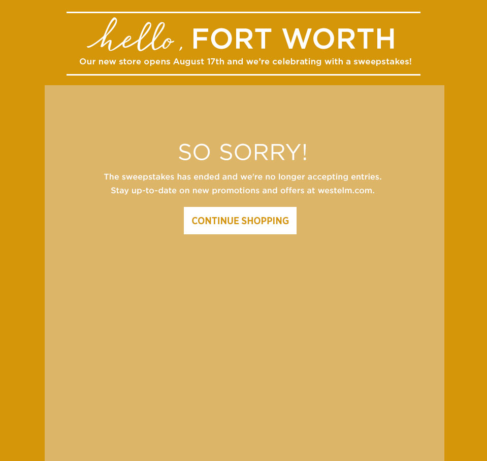 west elm Fort Worth, TX Sweeps West Elm