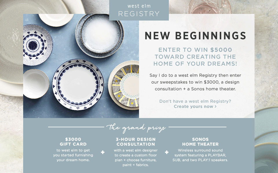west elm Registry New Beginnings Sweeps West Elm