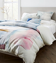 Multicolored bedding.
