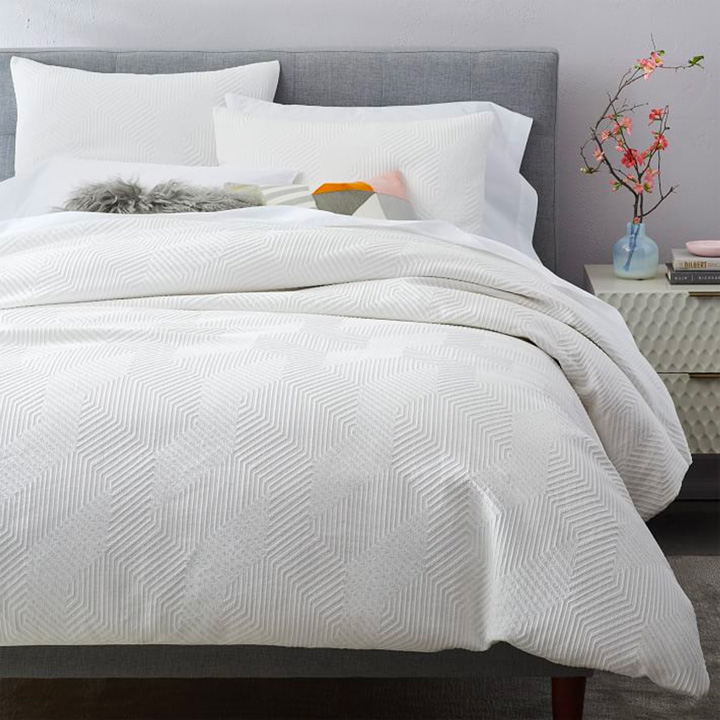 modern geometric white duvet cover