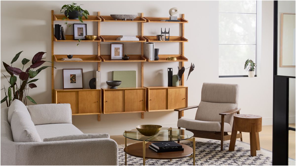 Mid-Century Modular 3-Tier Wide Shelf