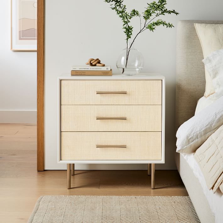 White store raffia nightstand