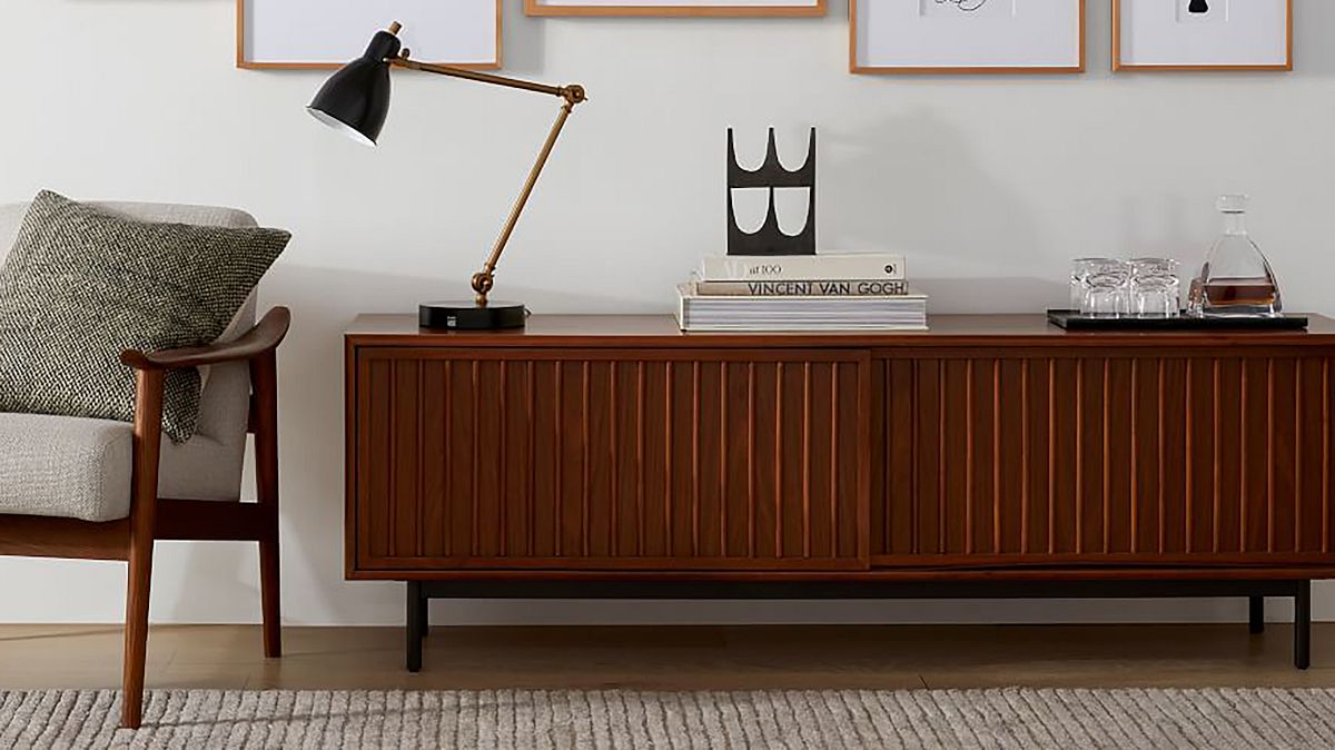 Slatted on sale tv console