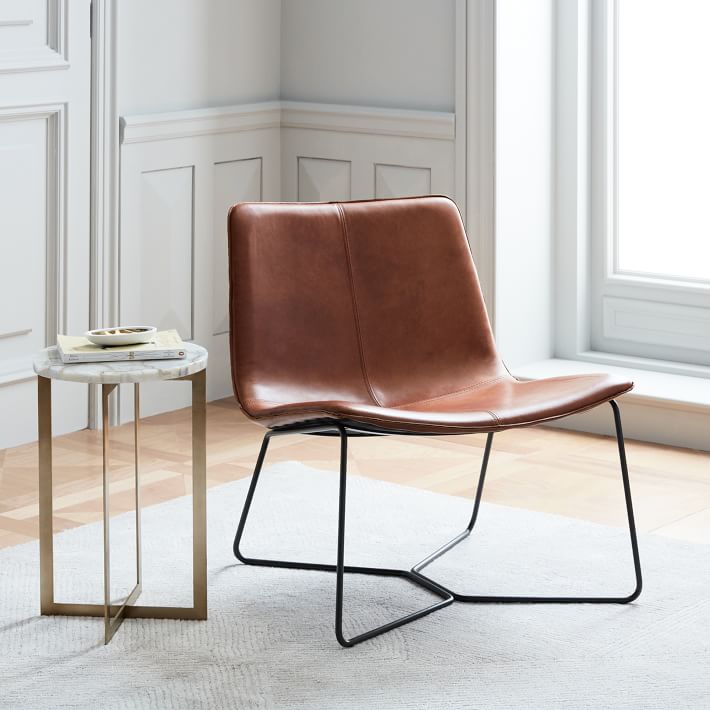 West elm cognac leather chair sale