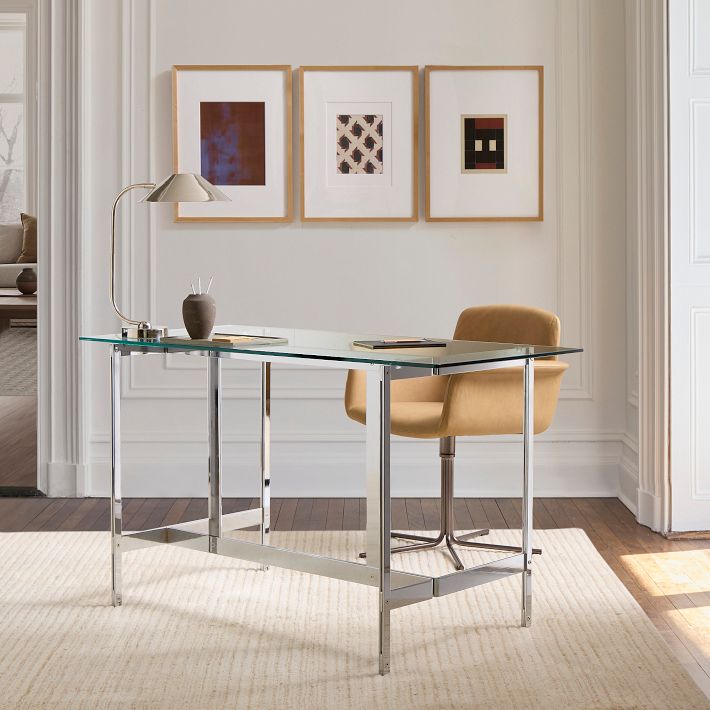 West elm glass desk discount
