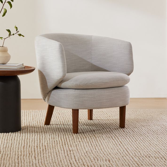Crescent Lounge Chair Poly Performance Velvet Brown Camel Almond West Elm
