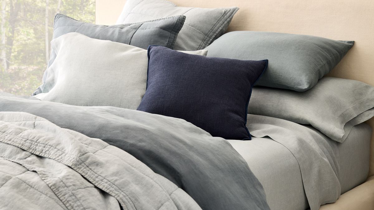 West 2024 Elm belgian flax linen duvet queen / full gray